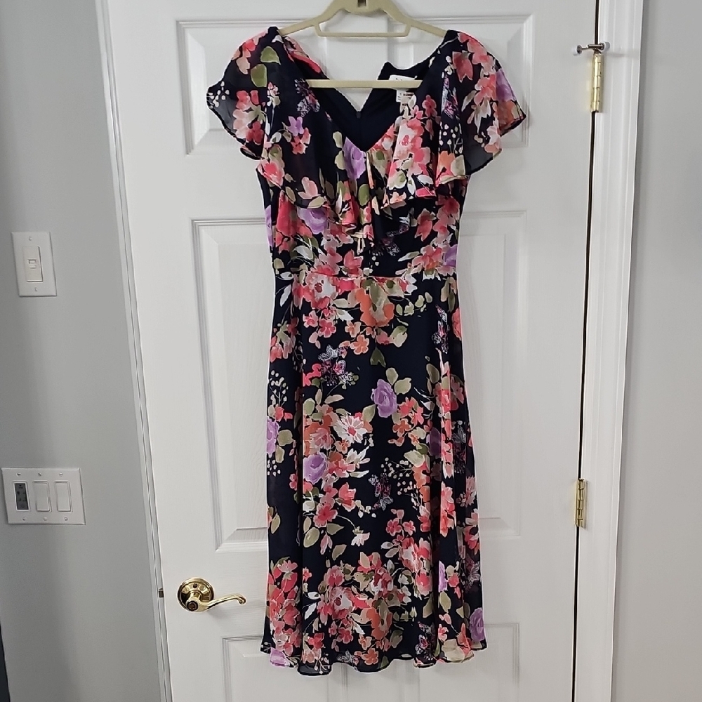 Floral Black and Pink Women's Dress